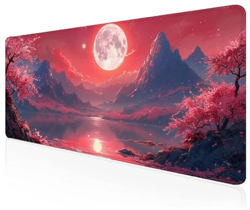 Large Mouse Mat 900x600x3mm,Gaming Mouse Pad Flower,Moon Desk Mat,Extended Mousepad with Non-Slip Rubber Base,Washable Desk Pad,Waterproof Durable Mousemat for Gaming,Office,Home Z-10
