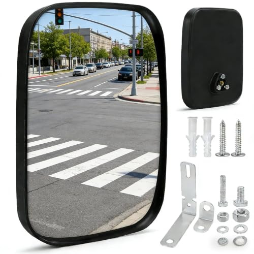 Verkehrsspiegel 19x16CM Konvexspiegel Weitwinkel für Garage Einfahrt | 180° Weitwinkelblick, klare Sicht ohne Verzerrung, ideal für Garage, Einfahrt, Parkplatz, Krankenhaus und Innen