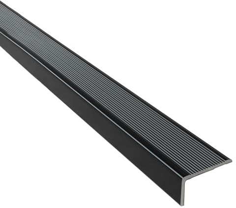 Treppenkantenprofil Winkelprofil Treppenprofil Treppenkante Aluminium Schwarz, 50 - 172 CM Treppenkante Trim/ Schwellenkantenschutz Profilstreifen Breite 30 40 50 MM, Innen-Außen-Treppenstufen Bodenbe