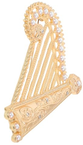 BESPORTBLE Épingle Harpe Décoration Solide et Résistante en Alliage Or Perles et Cristaux Épingle pour Paquet à Dos ou Vêtement pour Costume ou Accessoire Féminin