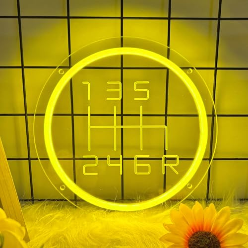 Gear Shift Neon Sign, Car Gearbox Led Signs for Wall Decor, Dimmable Neon Light Sign for Bedroom, Game Room, Kids Room, Bar Decoration, USB Powered Light Up Neon Signs Gift for Boys