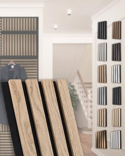 Akustikpaneele – 2400 × 561 mm, (1 Paneel, Eiche natur furniert) | schallabsorbierend & dekorativ | Wandverkleidung in Holzoptik | für Wohnzimmer, Büro, Flur | Leichte Montage, modernes Design