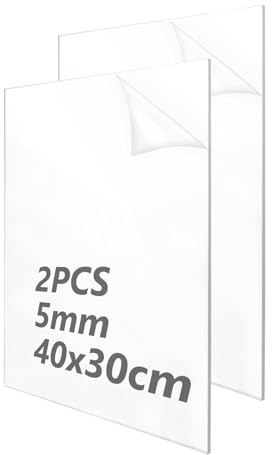 DAJAVE 2 Stück 400x300MMx5MM Acrylglas Platte, Plexiglas Platten, Plexiglasscheibe, Acrylplatte Transparent Plexiglas Nach Mass für Display, Bilderrahmen, Malerei (2, 400x300MMx5mm)