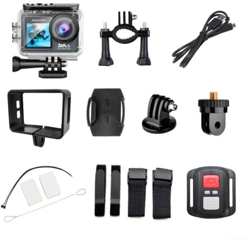 Action Kamera Dural Screen, 5K 30FPS Unterwasserkamera, 30M wasserdichte Action Kamera zum Tauchen, 256GB Videoaufnahmekamera