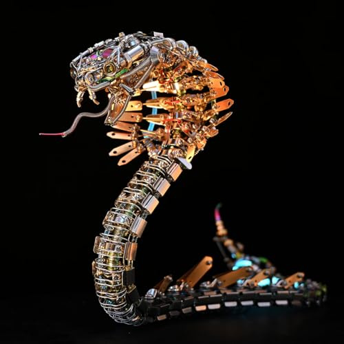 Vipernkobra 3D Metall Puzzles Kit für Erwachsene Teens, Steampunk Mechanisch Snake 3D Puzzle Metall Modellbausatz Spielzeug Geschenk - 1000+Teile