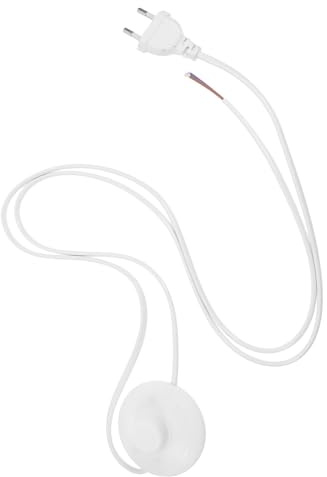 Interruptor de Luz de Pie Cable de Extensión para Lámpara | 1, 8 M de Longitud, Color Blanco, Pvc y Cobre, para Dormitorios y Salones, Cumple Normas de Seguridad