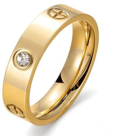 Yoowish Love Friendship Gold Rings for Women:Wedding Band 18k Gold Ring Cubic Zirconia Stainless Steel Promise Ring Jewelry Birthday Gifts