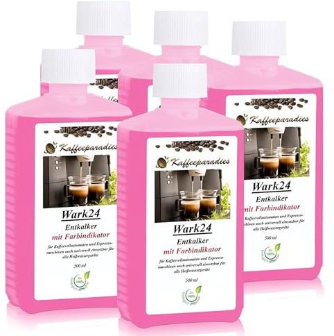 Wark24 Universal Entkalker 5 x 500 ml, mit Farbindikator, 100% biologisch abbaubar und umweltfreundlich, für Kaffeevollautomaten, Bügeleisen & Wasserkocher