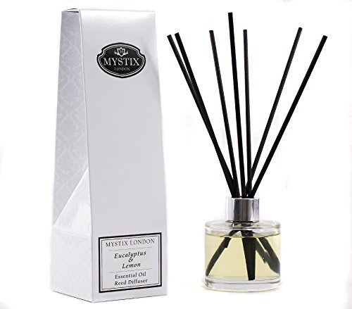 Mystix London Essential Oil Reed Diffuser | Eucalyptus & Lemon Scent | Long-Lasting Aromatherapy for Home & Office | Safe, Easy-to-Use Reeds | 200ml Bottle