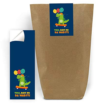 10 Geschenktüten + 10 Aufkleber Dinosaurier für Mitgebsel Gastgeschenk beim Geburtstag Kindergeburtstag Hochzeit Taufe (10 Tüten + 10 Aufkleber)