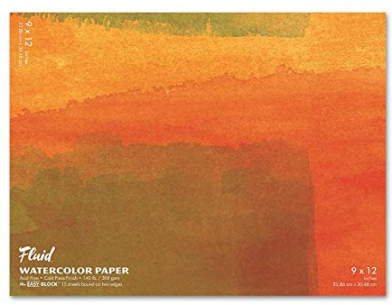 Fluid Watercolor Paper 880912 140LB Cold Press 9 x 12 Block, 15 Sheets