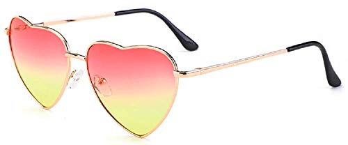 Lovelegis Lunettes de soleil coeur femme - fille - fille - polarisées - uv400 - monture dorée verres roses et jaunes