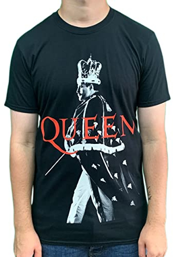 Rock Off Queen Freddie Crown Mens Black T-Shirt (X-Large)
