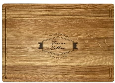 LOOXIS Planche à Découper Personnalisée Avec Nom - Chêne, à Steak, à Servir, à Charcuterie (Idée Cadeau Pour Emménagement, Anniversaire, Fête Des Pères) - Motif 3