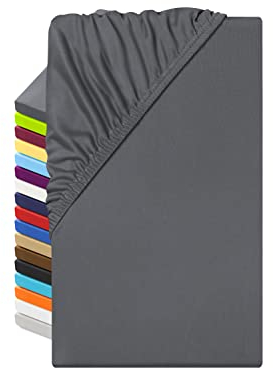 npluseins Microfaser Spannbettlaken – atmungsaktiv und Allergiker geeignet 1519.2192, 120 x 200 cm, anthrazit