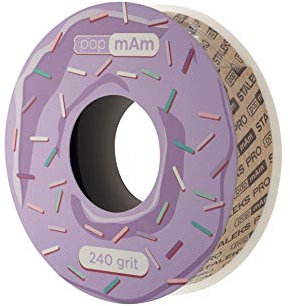 STALEKS PRO Recambio Rollo, Bobinail, Donut Estuche Lima de Uñas Profesional en Funda, Desechables, Base Recta, Grano 240, ATSC-240