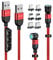 P-TECHUK Fast Charging Magnetic Data Cable, Magnetic Charging Cable with data transmission. Type C and Micro Usb connectors - A17 Red (1M 2 M Cables, 1 x Tip Holder, 6 x Tips)