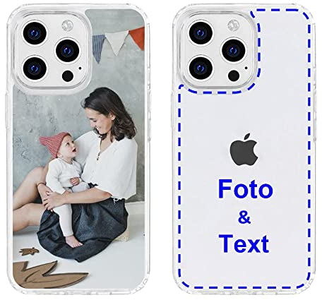MXCUSTOM Personalisierte Handyhülle für Apple iPhone 13 Pro, Benutzerdefiniert Hülle mit Eigenem Foto Bild Text Individuelle Schutzhülle [Weicher Stoßfänger + Harter Rückseite] (CHT-CR-P1)