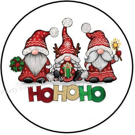 2cmØ 32-Stück! Aufkleber Sticker Briefumschlag-Siegel Post rund HO HO HO Christmas Gnomes HO HO HO Weihnachts Wichtel R596