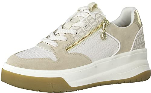 Tamaris Damen Low-Top Sneaker, Frauen Halbschuhe,Wechselfußbett,Comfort Lining,Freizeit,sportlich,Halbschuhe,Sportschuhe,Ivory/White,37 EU