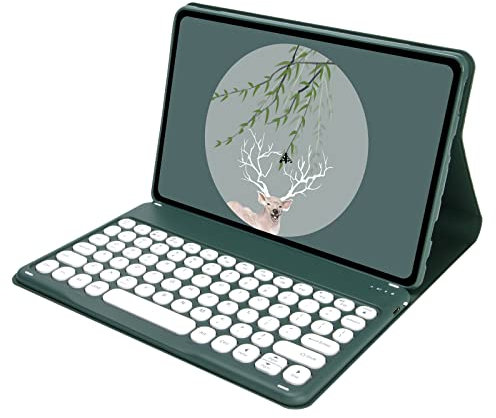 BAUBEY Keyboard Case for Galaxy Tab A7 Lite 8.7 Inch 2021 (SM-T220 T225 T227), Detachable Slim PU Leather Shockproof Wireless Keyboard Cover Case for Samsung Galaxy Tab A7 Lite 8.7 (Dark Green)