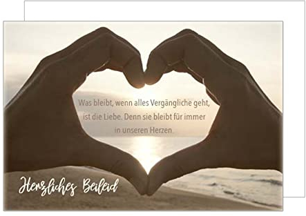 Edition Seidel Premium Trauerkarte mit Umschlag. Beileidskarte mit Spruch Trauer Karte Herz Hände herzliches Beileid Abschied Teilnahme Mitgefühl (T908 SW022)