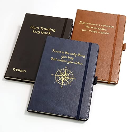 Personalisiertes Hardcover-Notizbuch Tagebuch | Goldene Prägung, A5 Notizblock - Braun