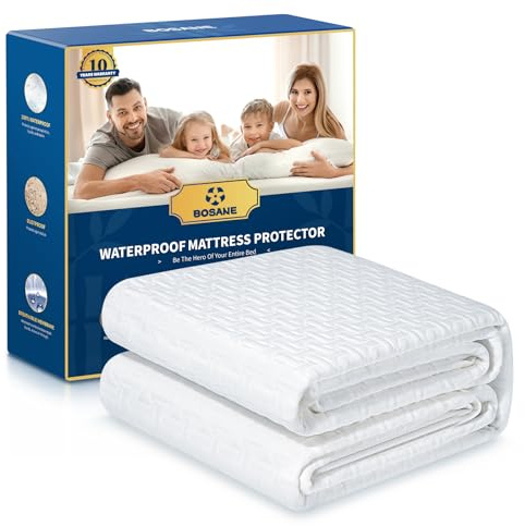 100% Waterproof Queen Mattress Protector Breathable Cooling 3D Air Fabric Mattress Cover Smooth Soft Hypoallergenic Noiseless Bed Cover Machine Washable Vinyl Free, 8-21'' Deep Pocket