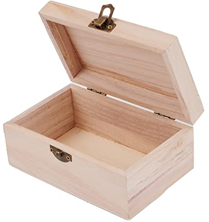 HpLive Holzbox mit Deckel,Quadratisch, zur Aufbewahrung mit Metallverschluss, Holztruhen, Schatzkiste, Schmuckkästchen, 15 x10,9,5 x 6,5cm