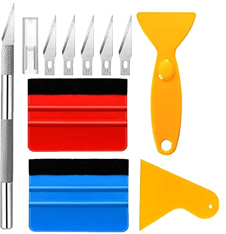 luckaide 10 Stück Folierungs Werkzeug, Rakel für Folie, Rakel Set für Folierung, Folienrakel, Rakel Set, Rakel Set mit Filzkante, Folien Rakel für Fensterfolien und Auto Folien