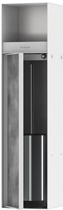 hansgrohe XtraStoris Rock Toilettenbürstenhalter mit Papierhalter, Einbau, befliesbare Tür, 145x140x595mm, 56062, Farbe: Mattweiß