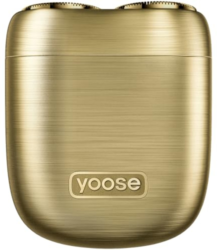 yoose MINI Rasierer Herren elektrisch, Elektrorasierer Herren mit IPX7 wasserdicht, wiederaufladbar & kabellos & 60 Min starke Laufzeit, mini Nassrasierer Herren als idale Geschenk für Männer, golden