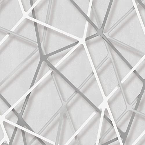 SOPHIE LAURENCE Grey White Silver Shimmer Vinyl Heavyweight 3D Wallpaper - Realistic Thick Solid Designer