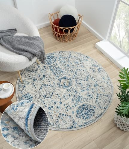 MY-RUG Teppich Ylva 2 Beige 120 x 120 cm Rund - Kurzflor Wohnzimmerteppich