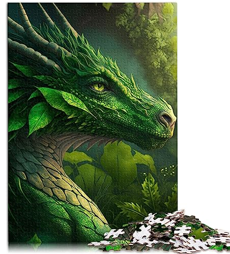 Grünes Blatt Drachen Puzzle, 1000 Teile, für Erwachsene, Holzpuzzle für Erwachsene, Geschenke, gutes Geschenk für Erwachsene und Kinder, 29,5 x 19,7 Zoll/75 x 50 cm.