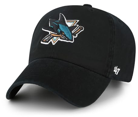 '47 NHL San Jose Sharks Clean Up Unisex-Baseballkappe, Verstellbar, Hochwertiges Design und Verarbeitung, Badge Logo, Black