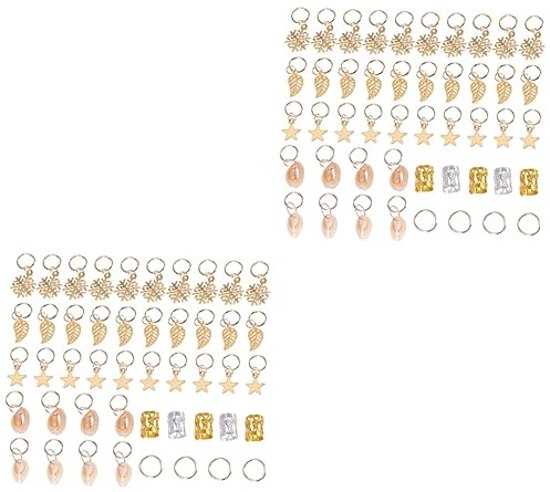 Beavorty 2 Sets Haarschmuck Schneeflocke Muschel Stern Metall Manschetten Haar Zopf Schmuck 80 Stück * 2