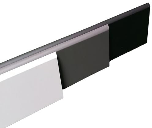 Battiscopa in legno, verniciato, rivestito in melammina, bianco, grigio, nero, di alta qualità, battiscopa fabbricazione francese, diverse dimensioni, altezza 7 cm, MadeInNatrue (nero, arrotondato, 12
