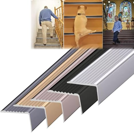 LIYI929GP Treppenkantenprofil Treppen Profil Winkelprofil Aluminium rutschfest Treppenprofil, Kunststoff Eckenschutz AntiRutsch Treppenkante Kantenschutz, Bodendekoration Robust Wetterfest Rostfrei