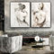 Abstrakte sexy Frau mit nacktem Rücken, Poster, nackte Kunst, Leinwanddrucke, Porträt, Dekor, Gemälde, Wandbilder für Wohnzimmer, Dekoration, 40 x 60 cm x 2, rahmenlos