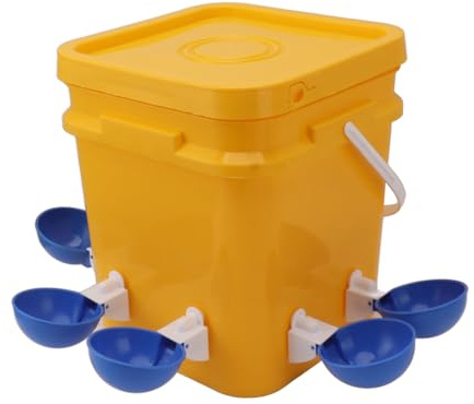 Bebedero Automático para Aves, Dispensador de Agua para Pollos y Gallinas de 12 litros con Sistema de Gravedad, Kit de 8 Bebederos en Plástico Resistente para Corral y Granja