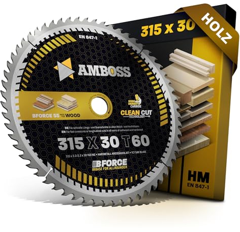 HM Kreissägeblatt 315x30 Z60 Wechselzahn für Holz - Allround. AMBOSS WERKZEUGE® Sägeblatt 315mm komp. zu Atika HT 315 Holzmann TS315VF.FKS315 Holzkraft SC 2 Einhell TS 315 Zipper ZI-TKS315 uvm.