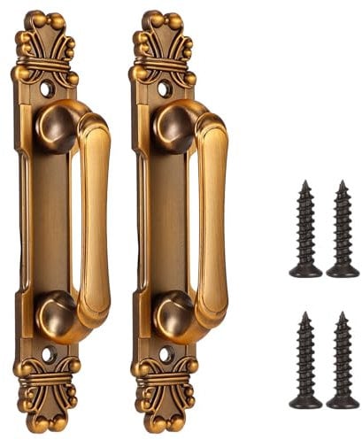 2Pcs/Set Rustic Barn Door Grab, European Door Pull Handle Antique Cabinet Pull Cabinet Hardware Accessory, for Most Doors Cabinet Drawer Wardrobes