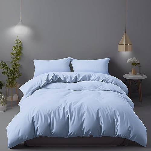 LivinEase Bettwäsche 260x240 Set - Mikrofaser Bettbezug 260x240 cm + 2 Kissenbezüge 65x65 cm - Bettwäsche - Blau