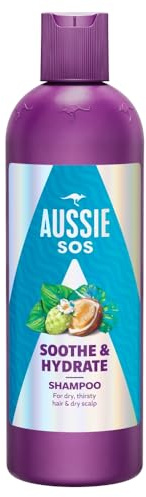 Aussie SOS Soothe & Hydrate Shampoo 300 ml für sehr trockenes Haar und Kopfhaut, spendet intensiv Feuchtigkeit für Haar und Kopfhaut. Macht das Haar weich, glatt und glänzend von der Wurzel bis zu den