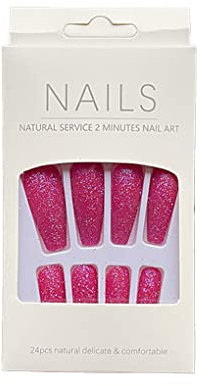 dijiusidy 1 Set French Tip Press on Nails Solid Color Shimmer Extra Long Artificial Fingernails Wraps Full Cover DIY for Girls , Type 2,jelly , glue