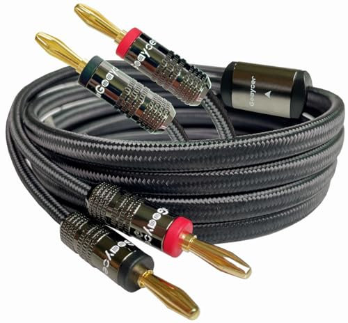 Goaycer Lautsprecherkabel mit Bananenstecker, 14AWG Lautsprecher Kabel,24K Vergoldeter robustes geflochtenes lautsprecherkabel (6,6 FT / 2M,1 Stück)