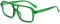 PORADAY Blue Light Glasses for Women Men Retro 70s Square Aviator Glasses Vintage Trendy Rectangle Computer Glasses, Transparent green, MM