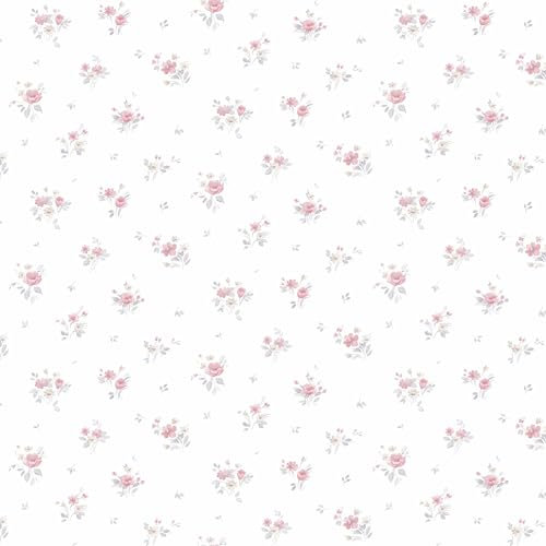Galerie Pretty Prints Pink/Grey Rainbow Floral Wallpaper Roll