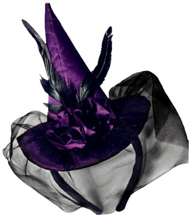 Eterspr Cappello da Strega Sexy, Cappello da Stregadi Halloween, Cappello da Strega Viola, Adatto per Halloween, Carnevale, Feste a Tema